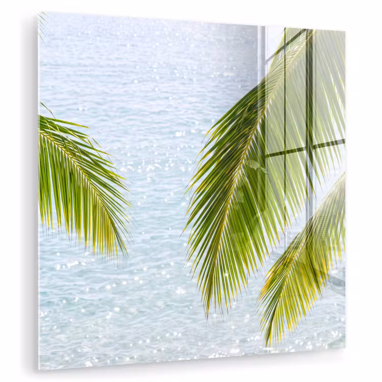 Glasbild - Baum – Blätter – Wasser – tropisch – grün - Boom - Bladeren - Water - Tropisch - Groen plexiglas 5mm klein