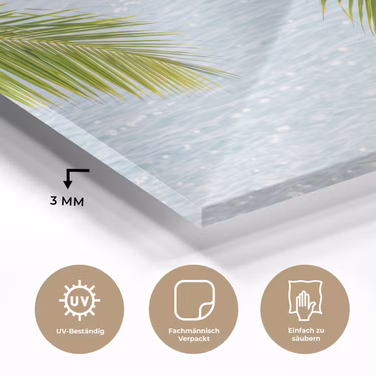 Glasbild - Baum – Blätter – Wasser – tropisch – grün - Boom - Bladeren - Water - Tropisch - Groen plexiglas 5mm klein