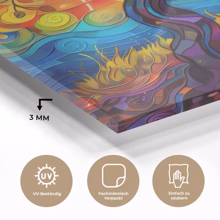 Boom - Zon - Verflook - Kleuren - Abstract plexiglas 5mm klein -wsfeer2_DE