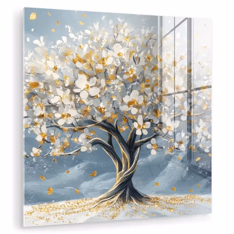 Boom - Winter - Levensboom - Modern - Goud plexiglas 5mm klein -zzzproduct_nieuw