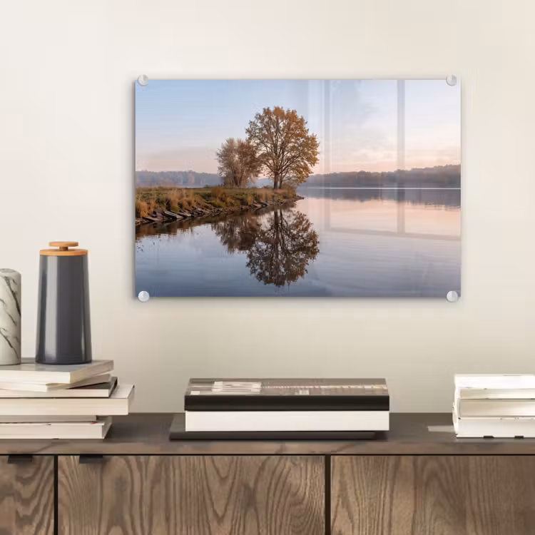 Bomen - Reflectie - Water - Zonsopgang - Serene plexiglas 5mm klein -sfeer1