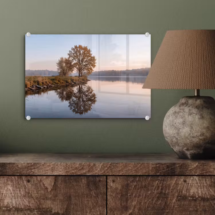 Bomen - Reflectie - Water - Zonsopgang - Serene plexiglas 5mm klein -wsfeer2_DE