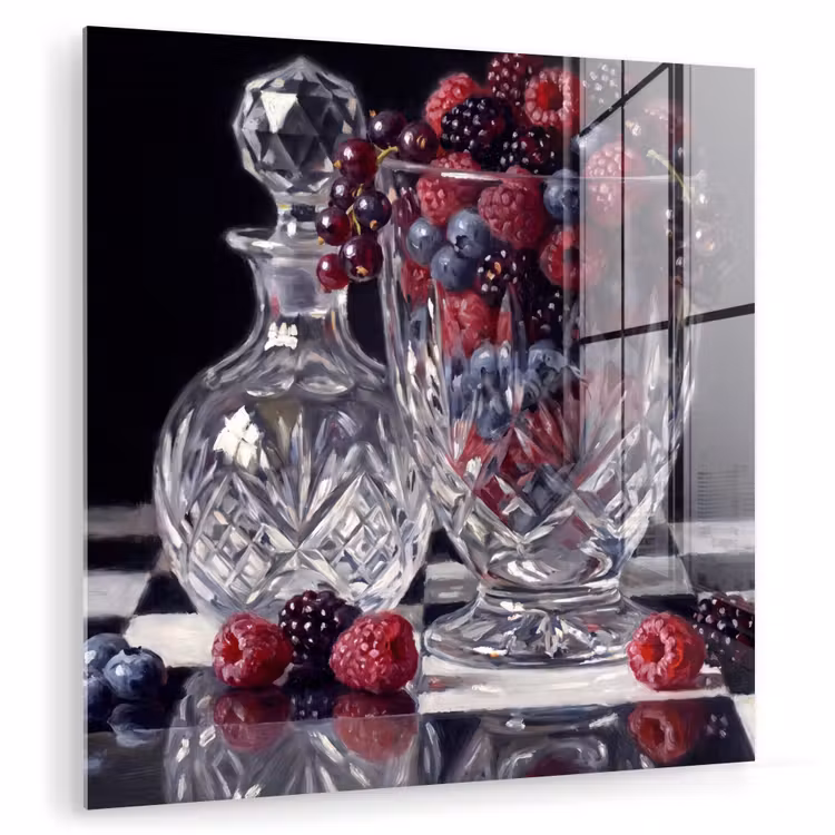 Glasbild - Beeren – Kristall – Stillleben - Bessen - Kristal - Stilleven plexiglas 5mm klein
