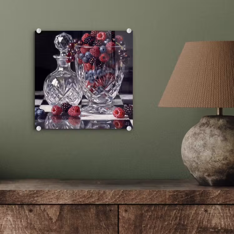 Glasbild - Beeren – Kristall – Stillleben - Bessen - Kristal - Stilleven plexiglas 5mm klein
