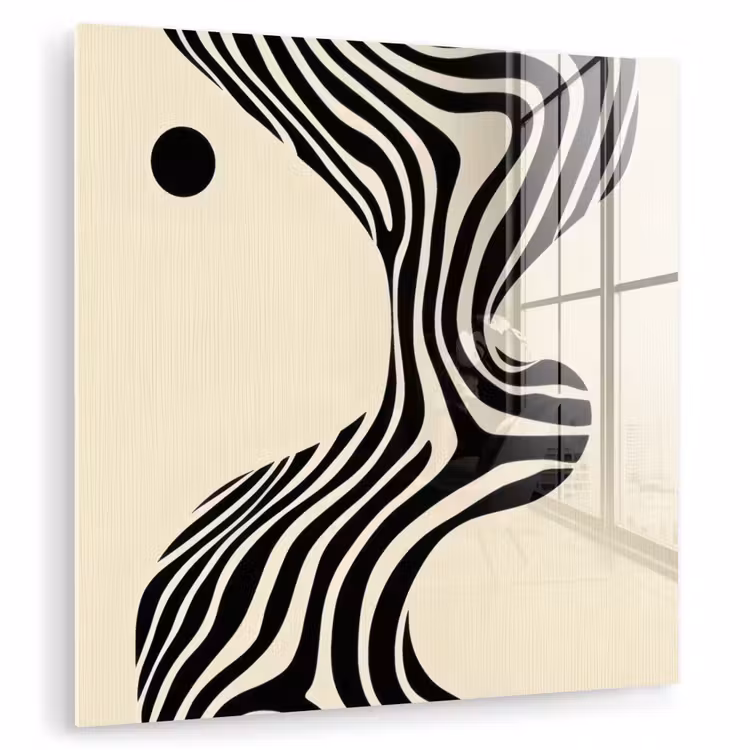 Beige - Lijnen - Golvend -  Abstract plexiglas 5mm klein -zzzproduct_nieuw