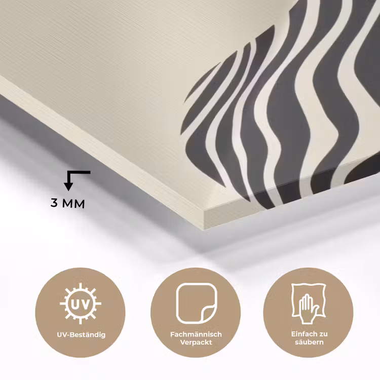 Beige - Lijnen - Golvend -  Abstract plexiglas 5mm klein -wsfeer2_DE