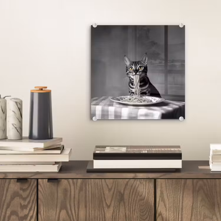 Bengaal - Kat - Tafelkleed - Zwart - Wit - Dier plexiglas 5mm klein -sfeer1