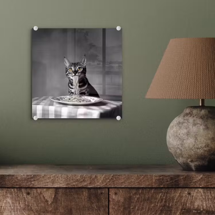 Bengaal - Kat - Tafelkleed - Zwart - Wit - Dier plexiglas 5mm klein -sfeer3