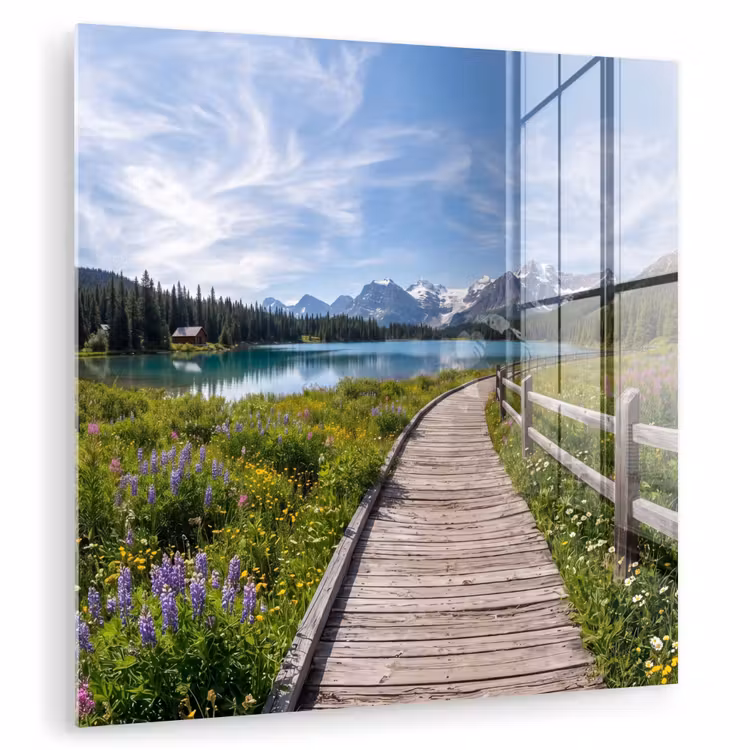 Bergen - Meer - Landschap - Blauw plexiglas 5mm klein -zzzproduct_nieuw