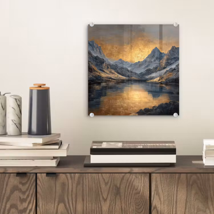 Berglandschap met Gouden Zonsondergang plexiglas 5mm klein -sfeer1