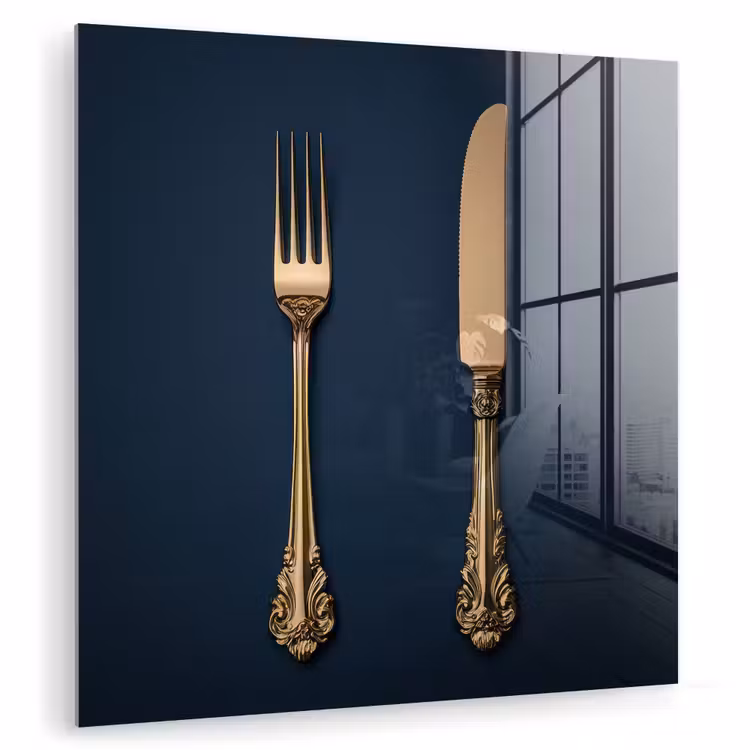 Bestek - Donkerblauw - Goud plexiglas 5mm klein -zzzproduct_nieuw