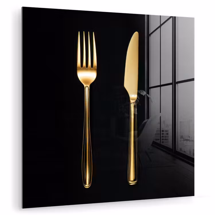Bestek - Goud - Mes - Vork plexiglas 5mm klein -zzzproduct_nieuw