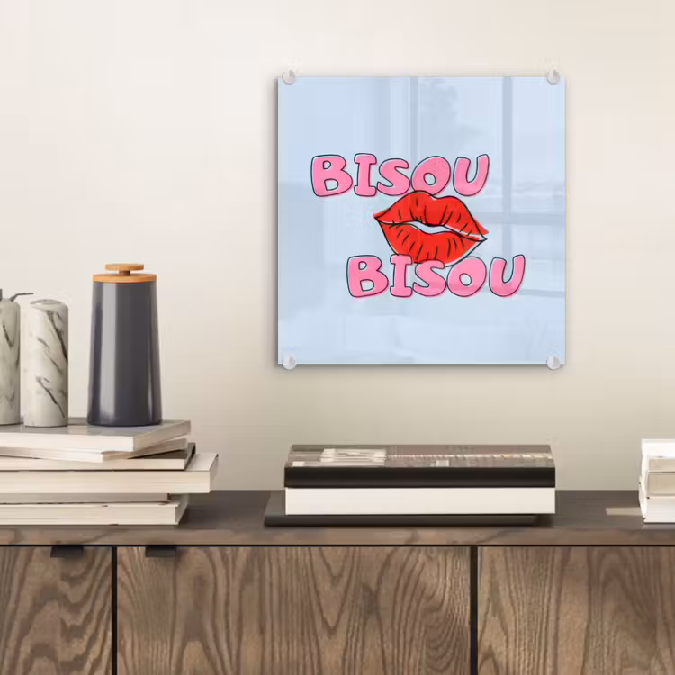 Bisou - Blauw - Roze - Lippen plexiglas 5mm klein -sfeer1