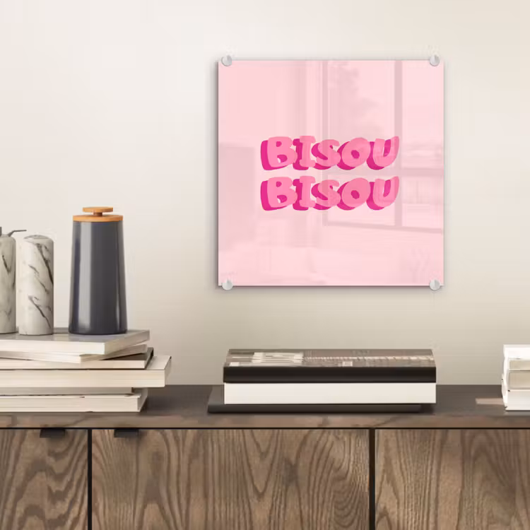 Bisou - Roze - Dikke letters plexiglas 5mm klein -sfeer1