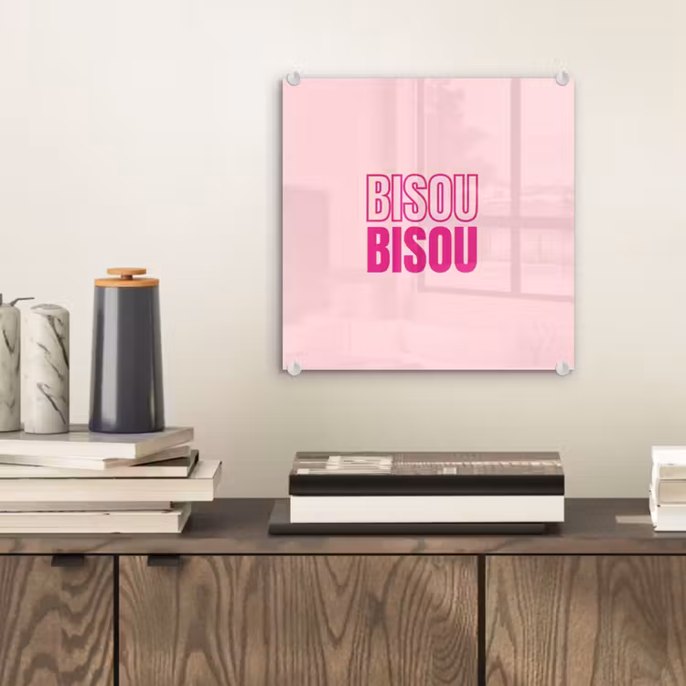 Bisou - Roze - Minimalistisch plexiglas 5mm klein -sfeer1