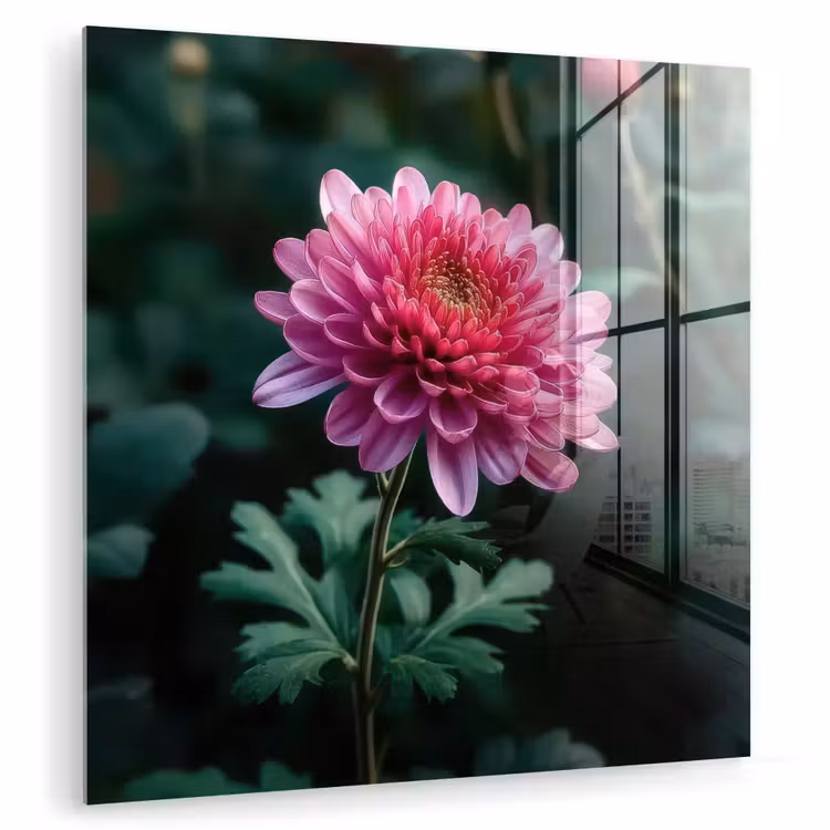 Blad - Chrysant - Roze - Schaduw plexiglas 5mm klein -zzzproduct_nieuw