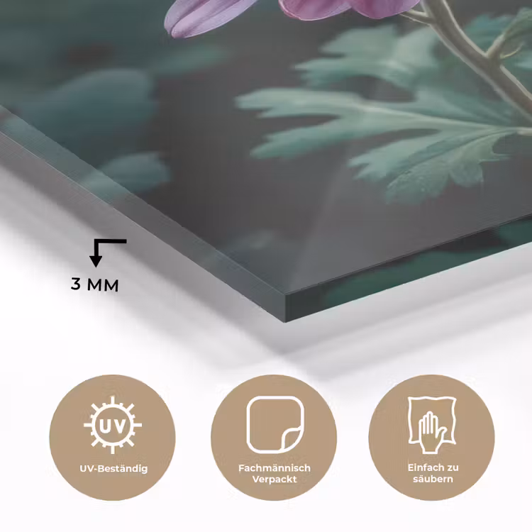 Blad - Chrysant - Roze - Schaduw plexiglas 5mm klein -wsfeer2_DE
