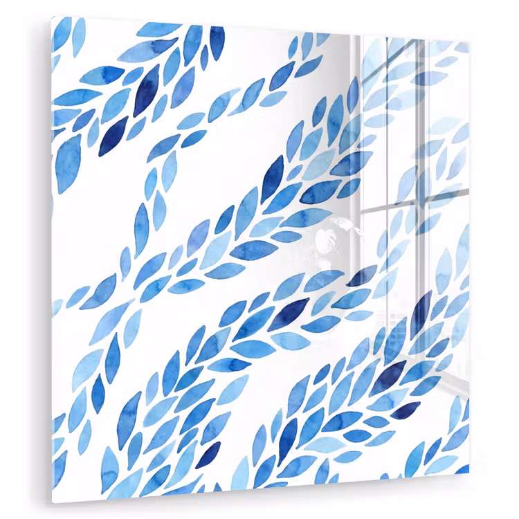 Bladeren - Aquarel - Patroon - Modern - Blauw plexiglas 5mm klein -zzzproduct_nieuw