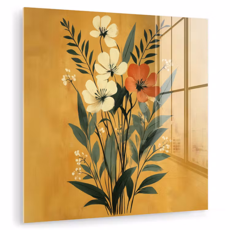 Bladeren - Boeket - Bloemen - Geel plexiglas 5mm klein -zzzproduct_nieuw