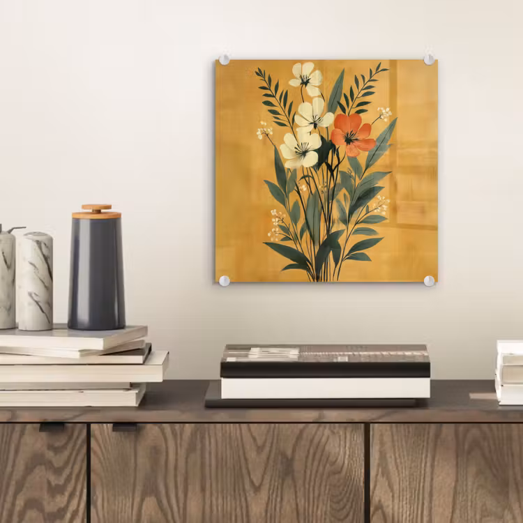 Bladeren - Boeket - Bloemen - Geel plexiglas 5mm klein -sfeer1