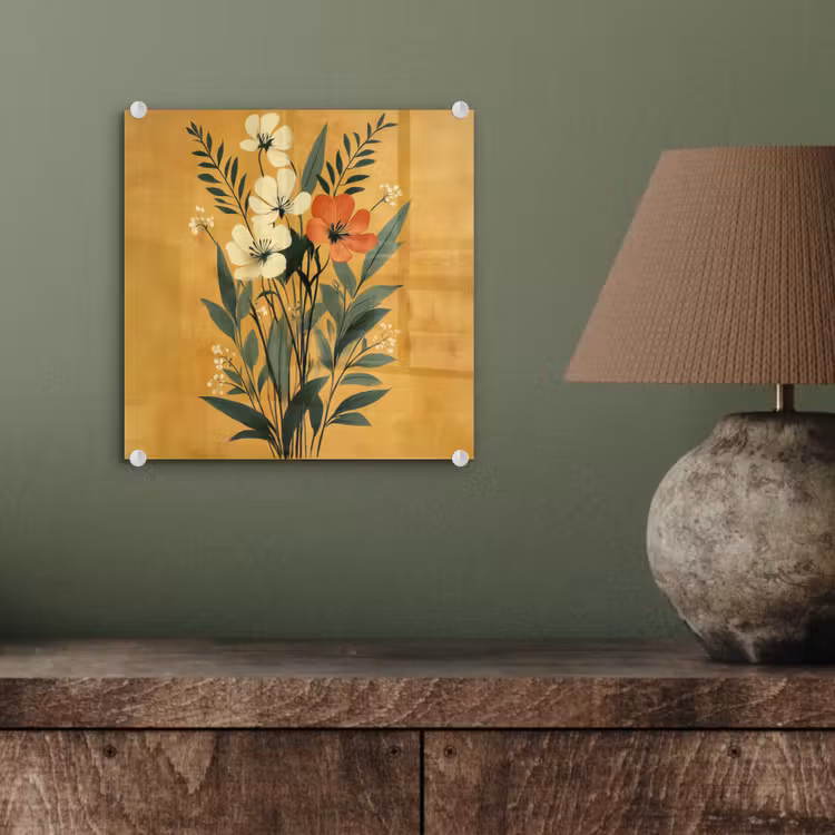 Bladeren - Boeket - Bloemen - Geel plexiglas 5mm klein -sfeer3