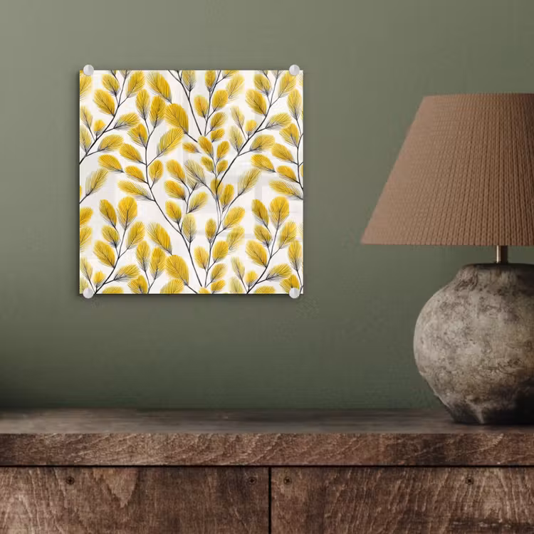 Bladeren - Botanisch - Elegant - Geel - Zwart plexiglas 5mm klein 11 -sfeer3