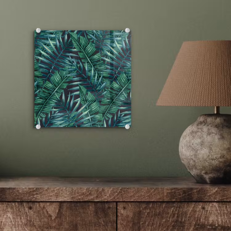 Bladeren - Inductie beschermer - Jungle - Tropical plexiglas 5mm klein -sfeer3