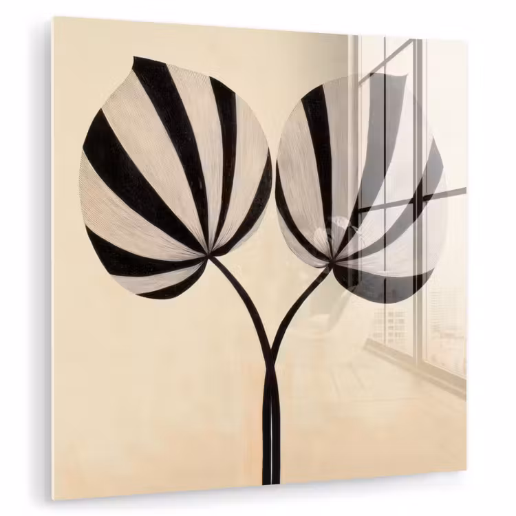 Bladeren - Gestreept - Stengel - Beige plexiglas 5mm klein -zzzproduct_nieuw