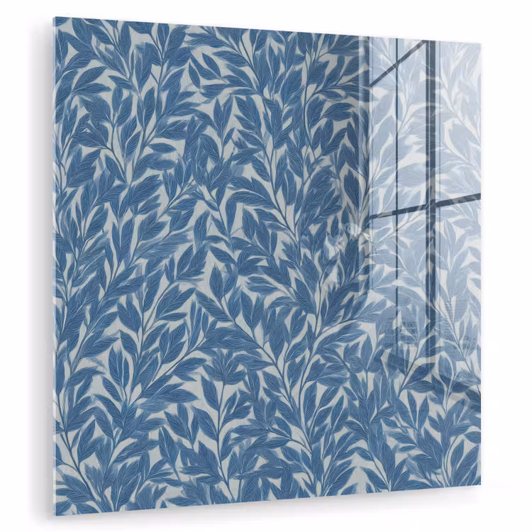 Bladeren - Klassiek - Patroon - Donkerblauw - Vintage plexiglas 5mm klein 11 -zzzproduct_nieuw
