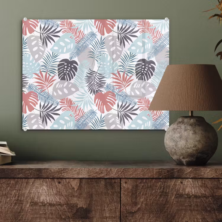 Inductie beschermer - Bladeren - Pastel - Jungle - Afdekplaat voor kookplaat plexiglas 5mm klein -sfeer3