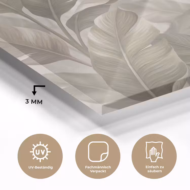 Bladeren - Tropisch - Natuur - Abstract - Beige plexiglas 5mm klein -wsfeer2_DE