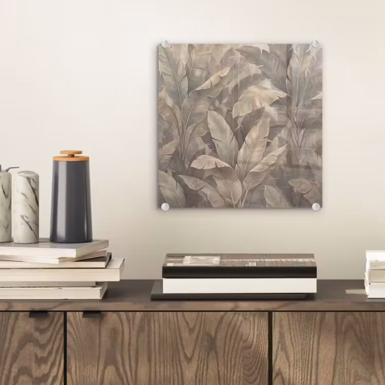 Bladeren - Tropisch - Natuur - Modern - Beige plexiglas 5mm klein -sfeer1