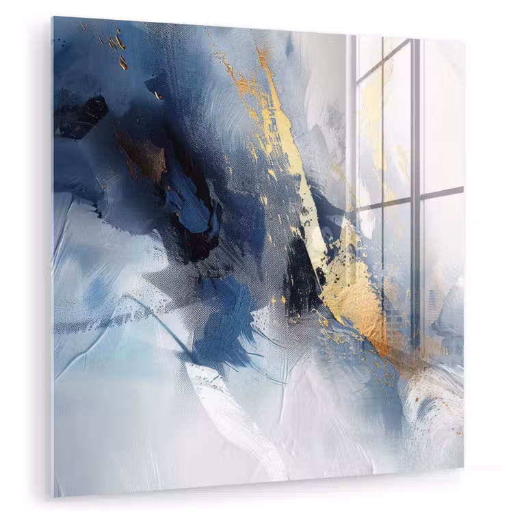 Blauw - Modern - Marmer - Abstract - Goud plexiglas 5mm klein -zzzproduct_nieuw