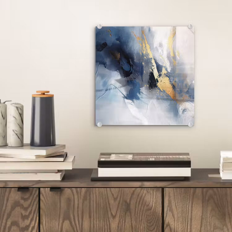 Blauw - Modern - Marmer - Abstract - Goud plexiglas 5mm klein -sfeer1