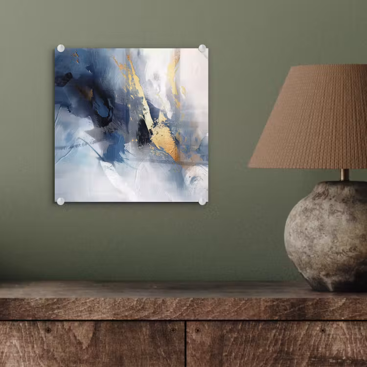 Blauw - Modern - Marmer - Abstract - Goud plexiglas 5mm klein -sfeer3