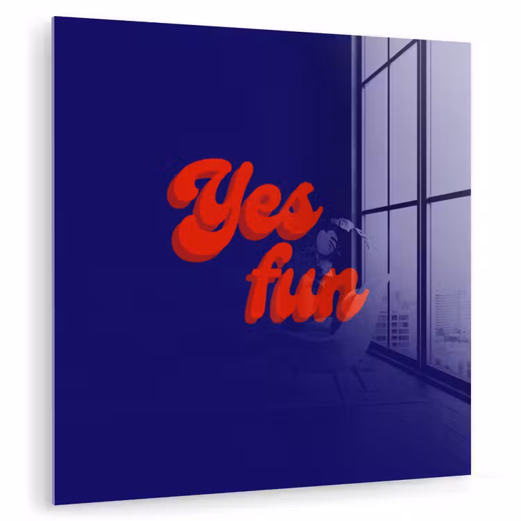 Blauw - Rood - Yes fun - 3D plexiglas 5mm klein -zzzproduct_nieuw