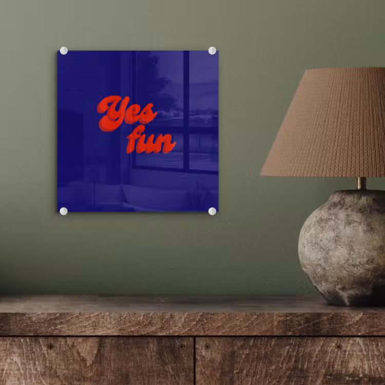 Blauw - Rood - Yes fun - 3D plexiglas 5mm klein -sfeer3