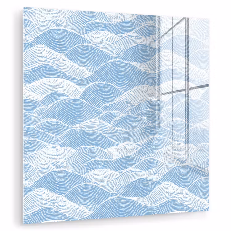 Blauw - Wit - Golven - Getekend plexiglas 5mm klein 11 -zzzproduct_nieuw