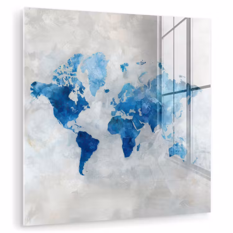 Blauw - Wolken - Textuur - Wereldkaart plexiglas 5mm klein -zzzproduct_nieuw