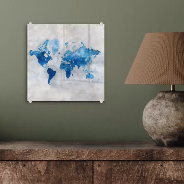 Blauw - Wolken - Textuur - Wereldkaart plexiglas 5mm klein -sfeer3