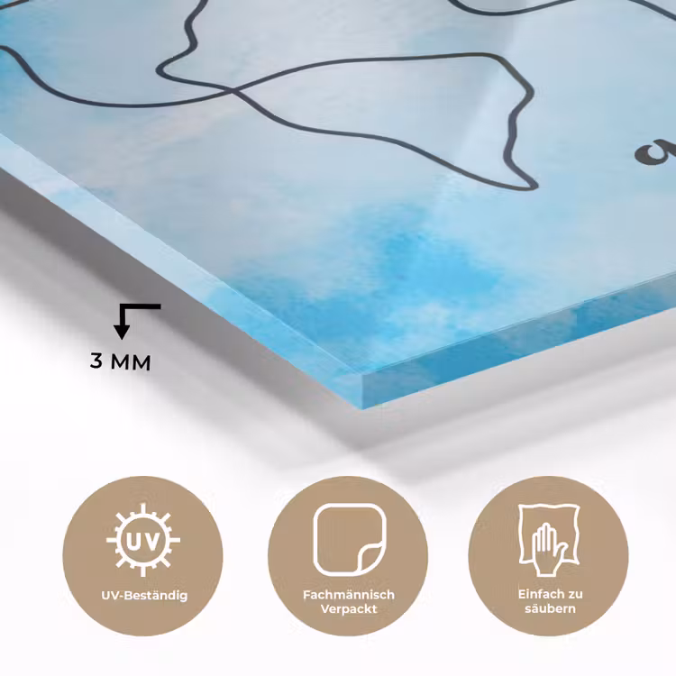 Blauw - Quote - Wereldkaart plexiglas 5mm klein -wsfeer2_DE