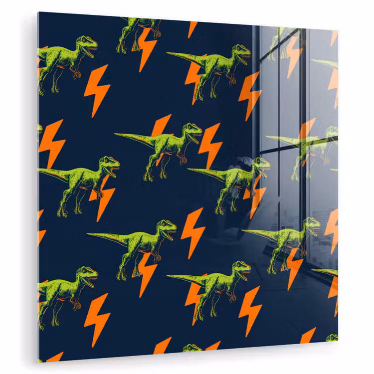 Bliksemschichten - Oranje - Dinosaurussen plexiglas 5mm klein -zzzproduct_nieuw