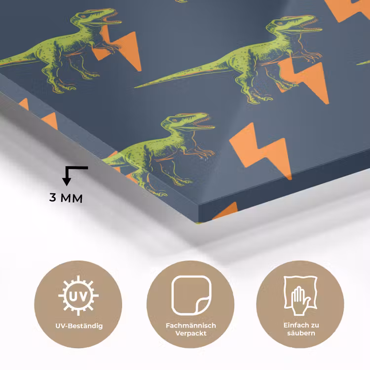 Bliksemschichten - Oranje - Dinosaurussen plexiglas 5mm klein -wsfeer2_DE