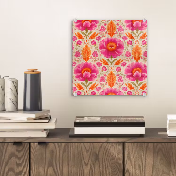 Bloemen - Barok - Roze - Oranje plexiglas 5mm klein 11 -sfeer1