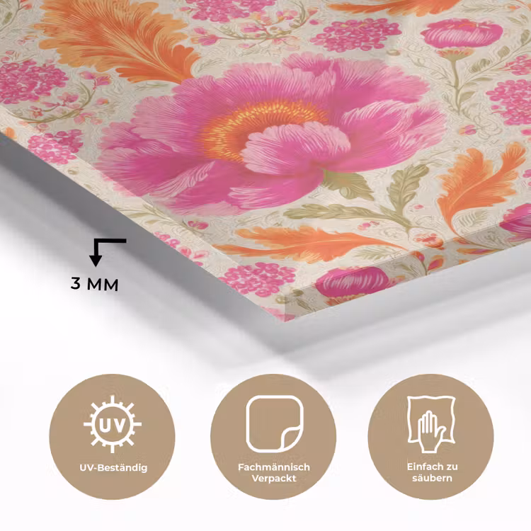 Bloemen - Barok - Roze - Oranje plexiglas 5mm klein 11 -wsfeer2_DE