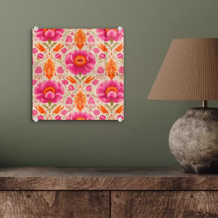 Bloemen - Barok - Roze - Oranje plexiglas 5mm klein 11 -sfeer3