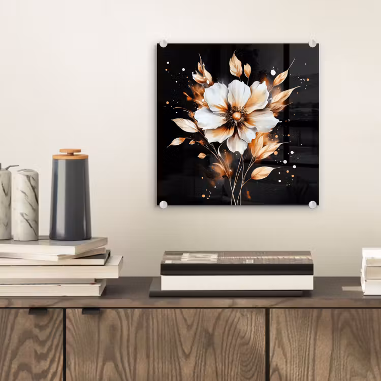 Bloem - Verf - Goud - Graffiti - Modern plexiglas 5mm klein -sfeer1