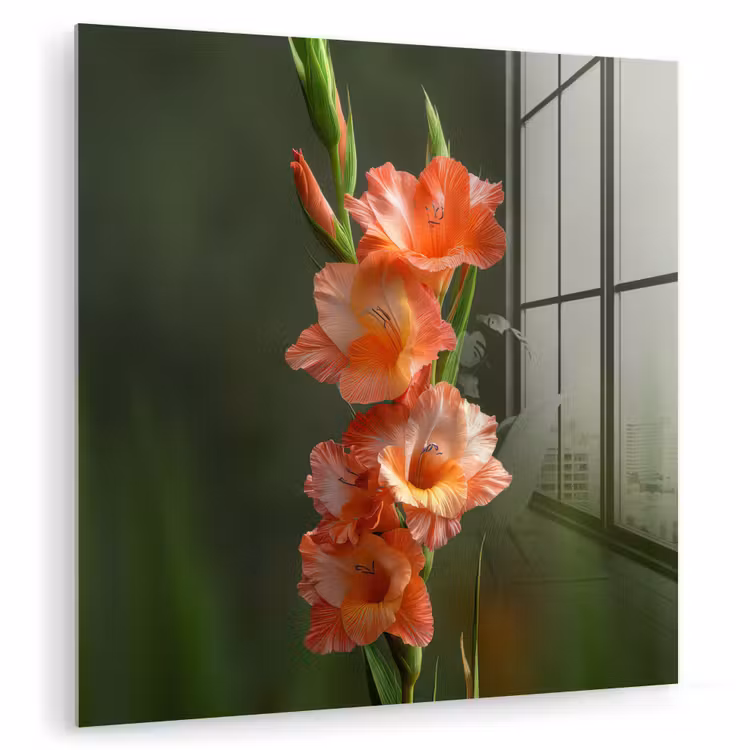 Bloem - Gladiolen - Zalmroze plexiglas 5mm klein -zzzproduct_nieuw