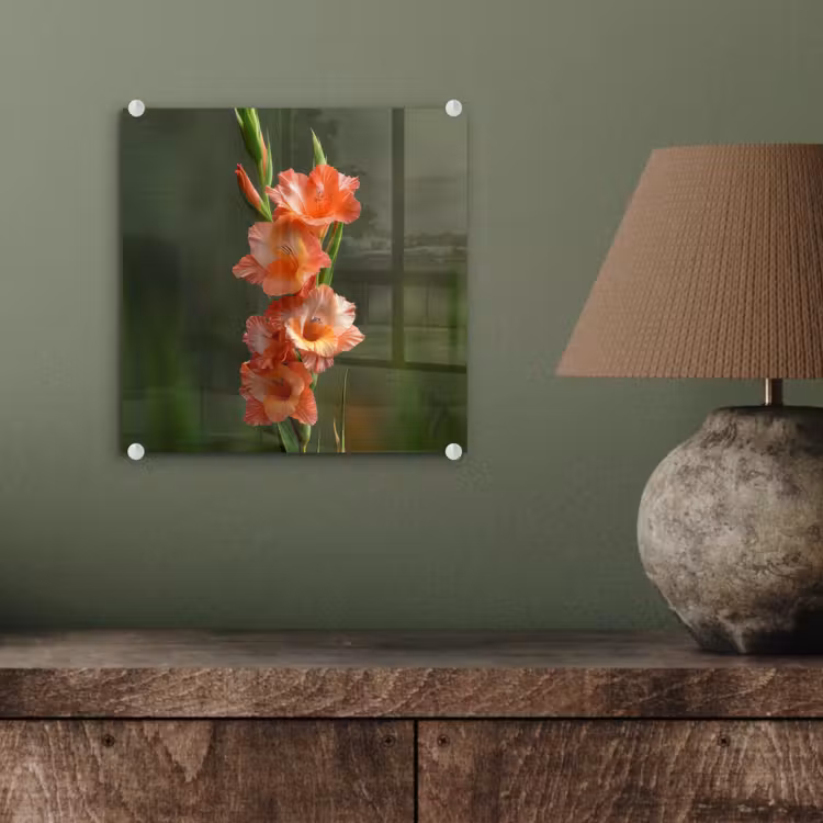 Bloem - Gladiolen - Zalmroze plexiglas 5mm klein -sfeer3