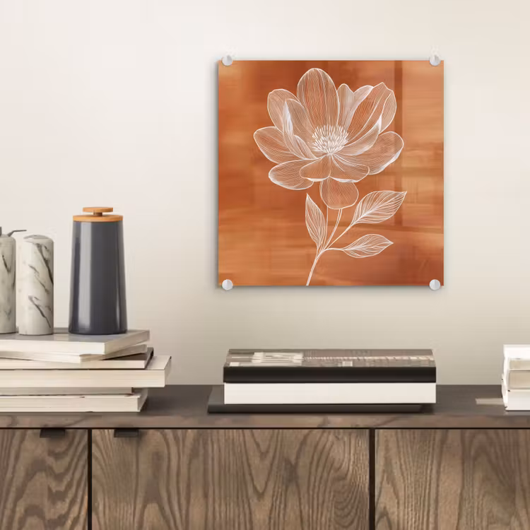 Bloem - Minimalistisch - Wit plexiglas 5mm klein -sfeer1